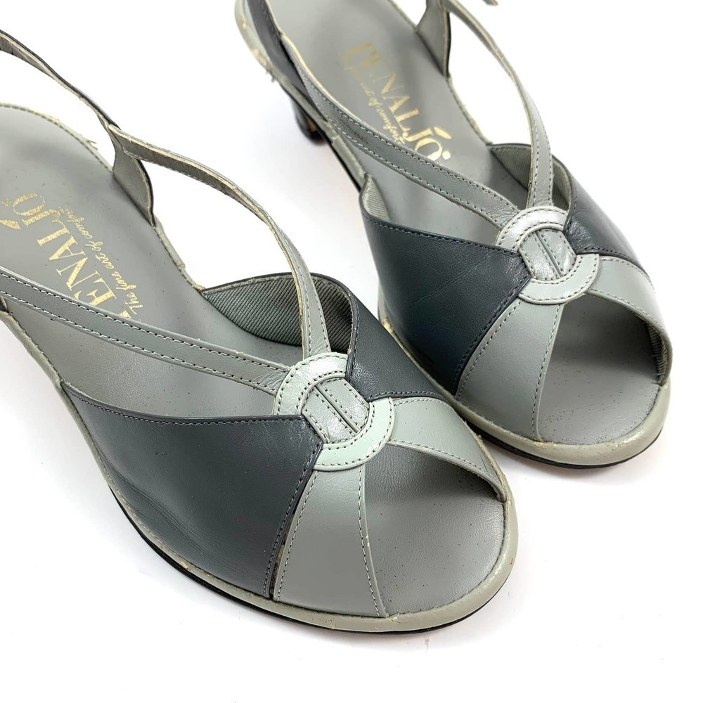 1940's PENALJO gray color block heeled sandals